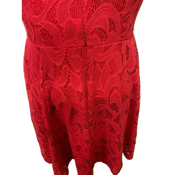 London Style Collection Dress Womens 8 Dark Pink Lace Overlay Fit & Flare - Picture 4 of 13
